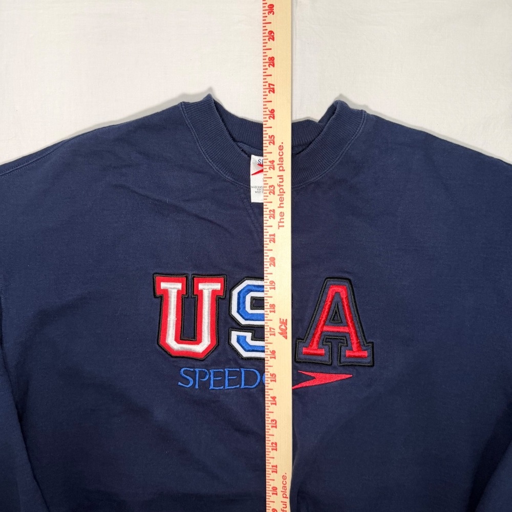 Vintage 90s Speedo USA Crewneck Sweatshirt XL Navy Embroidered - Picture 6 of 7
